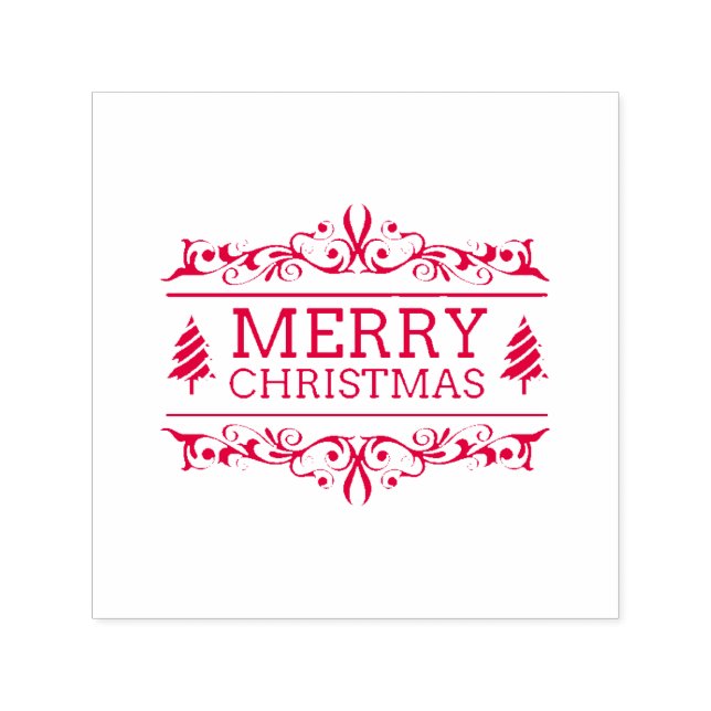 Carimbo Auto Entintado Feliz Natal Branco E Vermelho (Design)