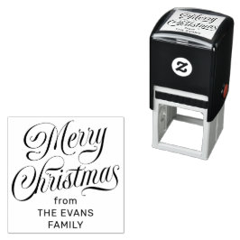Carimbo Auto Entintado Feliz Natal com letra personalizada elegante