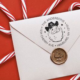 Carimbo Auto Entintado Feliz Natal do Cowboy Papai Noel do Texas