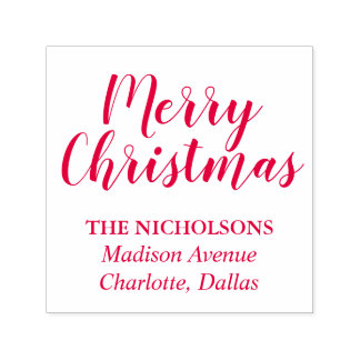 Carimbo Auto Entintado Feliz Natal - Feriado de Script Vermelho Casual