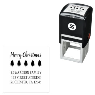 Carimbo Auto Entintado Feliz Natal nome da família endereço de retorno