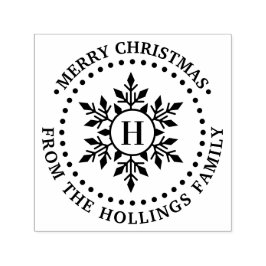 Carimbo Auto Entintado Feliz Natal Saudação Snowflake Nome Inicial