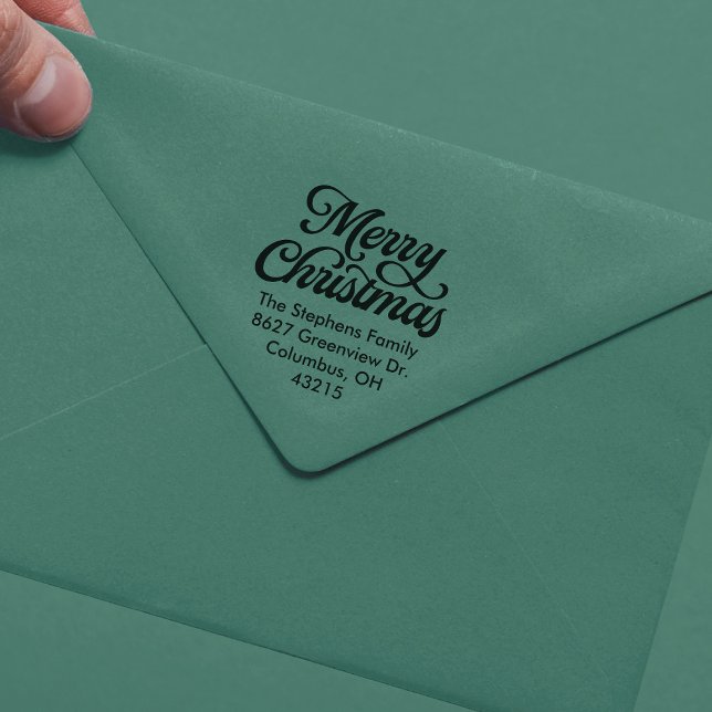 Carimbo Auto Entintado Feliz Natal simples script endereço de retorno (Criador carregado)