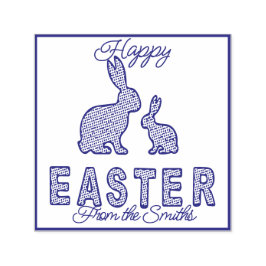 Carimbo Auto Entintado Felz pascoa - Coelhos pontilhados