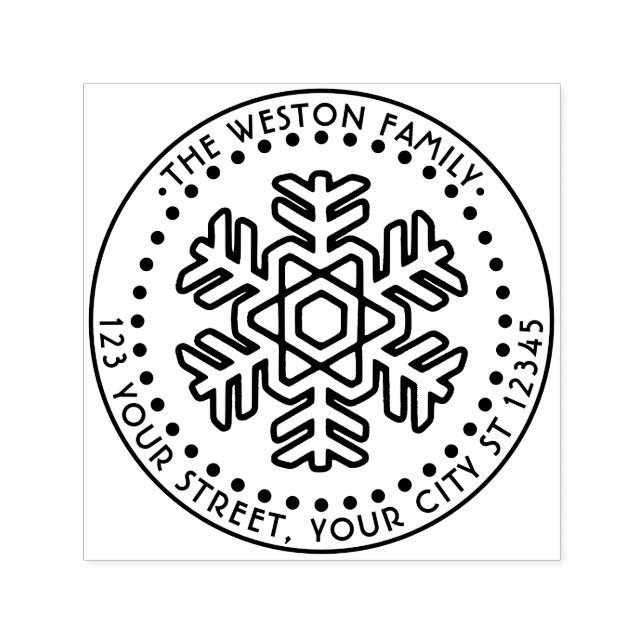 Carimbo Auto Entintado Feriados de inverno Floco de neve nº 2 Nome Endere (Design)