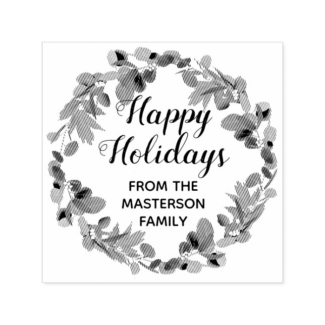 Carimbo Auto Entintado Feriados Felizes da Família Eucalyptus Wreath (Design)