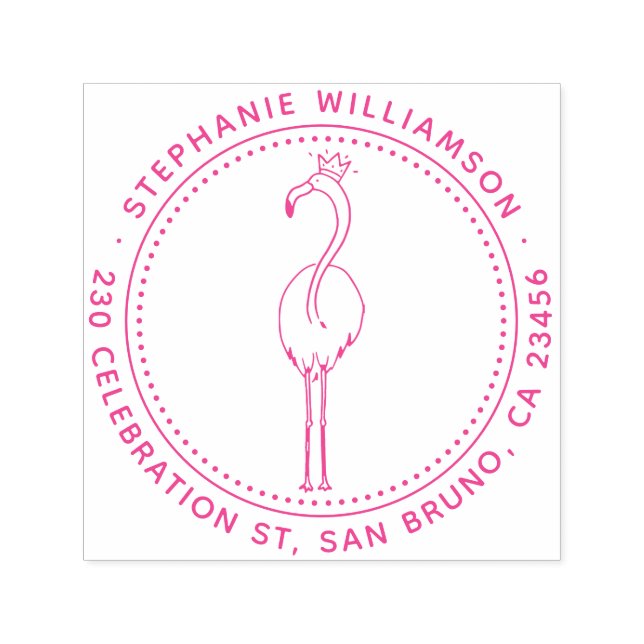 Carimbo Auto Entintado Flamingo Princess Custom Round Name Endereço de de (Design)