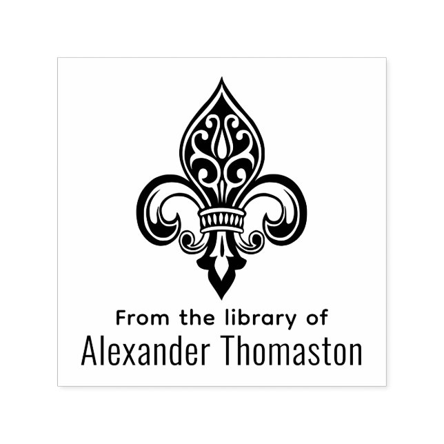 Carimbo Auto Entintado Fleur de Lis #26 "Da Biblioteca de" (Design)