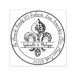 Carimbo Auto Entintado Fleur de Lis Crie seu próprio endereço de devoluçã