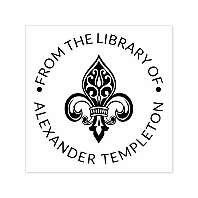 Carimbo Auto Entintado Fleur de Lis Heráldica #26 Nome do Livro da Biblio (Design)
