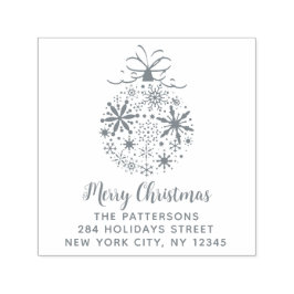 Carimbo Auto Entintado Floco de Neve de Natal Nome Bauble Endereço de Dev