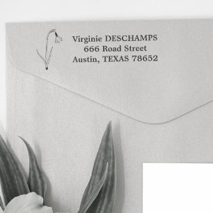 Carimbo Auto Entintado Flor de Arte da Linha de Neve Botânica