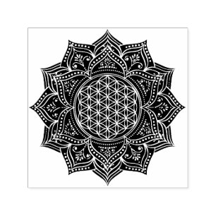 Carimbo Auto Entintado Flor de Vida - Ouro de ornamentos LOTUS I