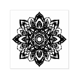 Carimbo Auto Entintado Flor em Estrela de Oito Pontas Mandala