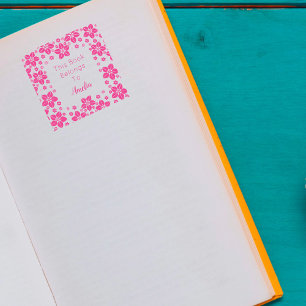 Carimbo Auto Entintado Flor Oriental Personalizado Este Livro Pertence A