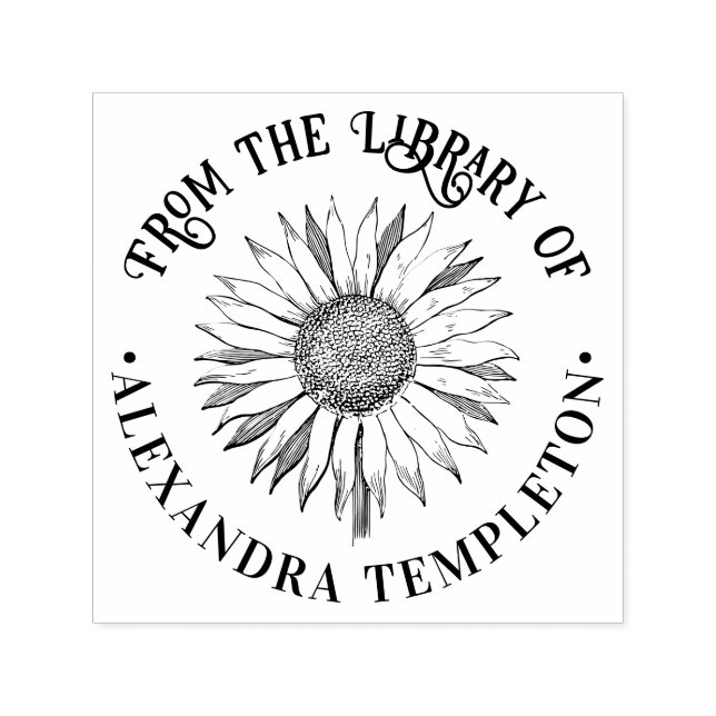 Carimbo Auto Entintado Floral Girassol #2B Nome do Livro da Biblioteca Ar (Design)