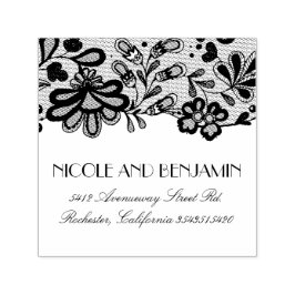 Carimbo Auto Entintado Floral Lace Elegant Wedding