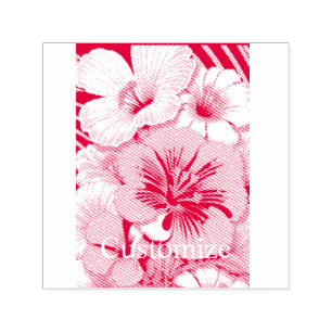 Carimbo Auto Entintado Flores de Hibisco Multicoloridas Thunder_Cove