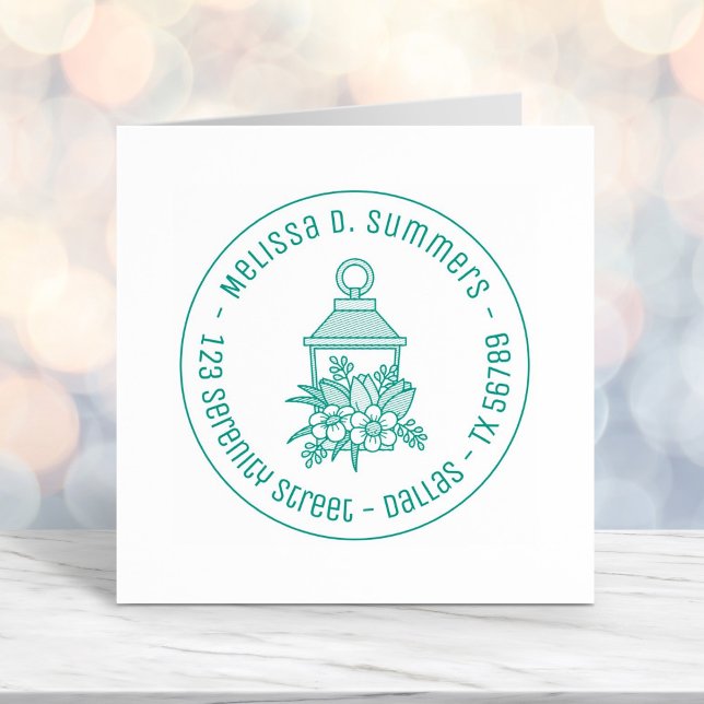 Carimbo Auto Entintado Flores de Lanterna do Jardim Endereço 1 (Criador carregado)