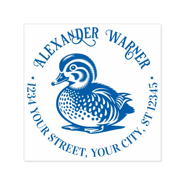 Carimbo Auto Entintado Fluffy Baby Duck Library Name Endereço de devoluçã (Design)