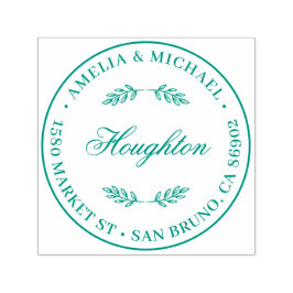 Carimbo Auto Entintado Folhas Botânicas Arredondar Endereço de Devolução 