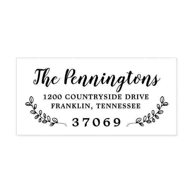 Carimbo Auto Entintado Folhas Botânicas Desenhadas À Mão (Design)