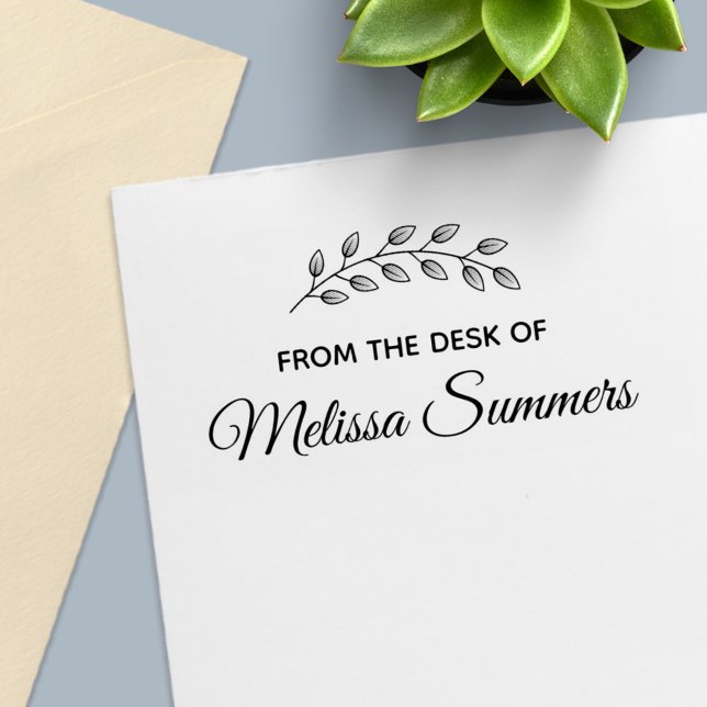 Carimbo Auto Entintado Folhas de coroa botânica da mesa de (Criador carregado)