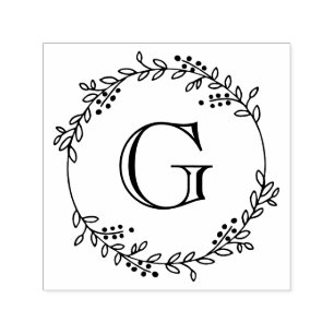 Carimbo Auto Entintado Folhas e Berries em volta do Quadro Wreath #1