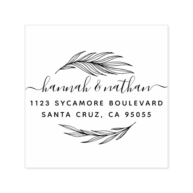 Carimbo Auto Entintado Folhas elementares simples | Endereço para devoluç (Design)