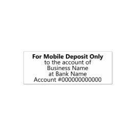 Carimbo Auto Entintado For Mobile Deposit Only to the Account of Business