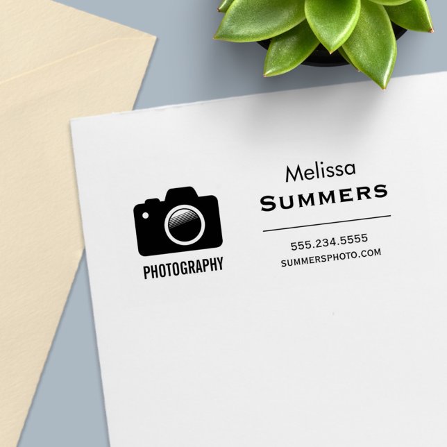 Carimbo Auto Entintado Fotografia da câmera - Informações de contato do f (Criador carregado)