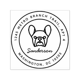 Carimbo Auto Entintado Francês Bulldog Return Address Stamp Self-Inking