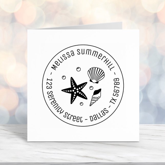 Carimbo Auto Entintado Frigorífico de Seashell náutico prepara endereço r (Criador carregado)