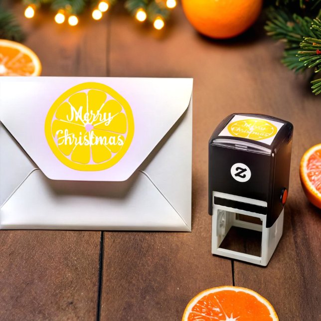 Carimbo Auto Entintado Fruta de laranja de Natal (Christmas orange fruit self-inking stamp)