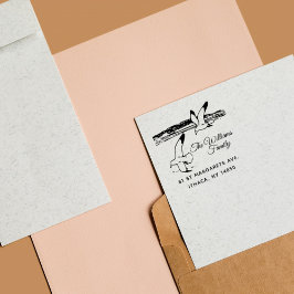 Carimbo Auto Entintado Gaivotas Elegantes Rústicas à Distância