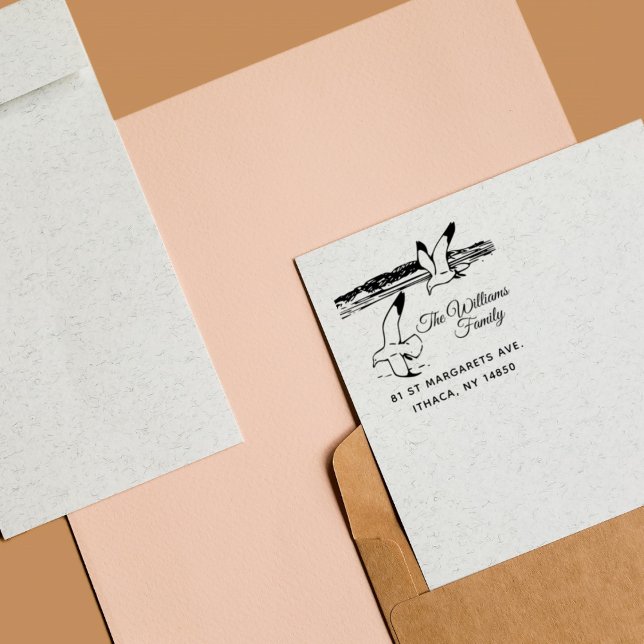 Carimbo Auto Entintado Gaivotas Elegantes Rústicas à Distância (Criador carregado)