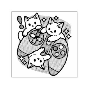 Carimbo Auto Entintado Gamer Design - Purr On Gamer Joystick Art