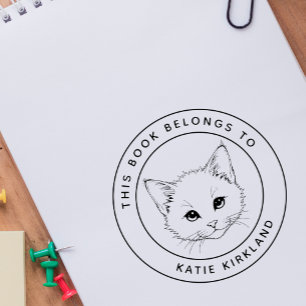 Carimbo Auto Entintado Gatinho Bonito Este Livro Pertence Ao Nome Da Cria