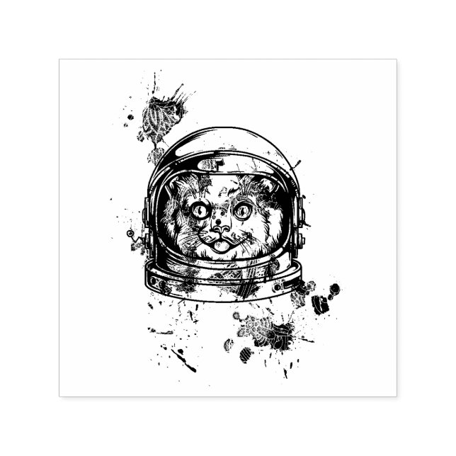 Carimbo Auto Entintado Gato Astronauta (Design)