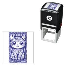 Carimbo Auto Entintado Gato Bonito com Charme de Padrão Tradicional
