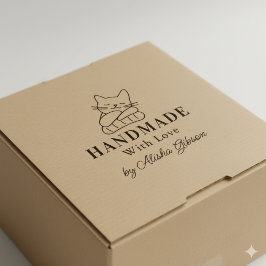 Carimbo Auto Entintado Gato bonito feito à mão com amor, grande selo de b