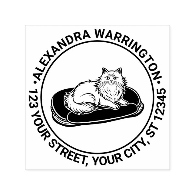 Carimbo Auto Entintado Gato de Longa Duração no Nome da Cama Endereço de  (Design)
