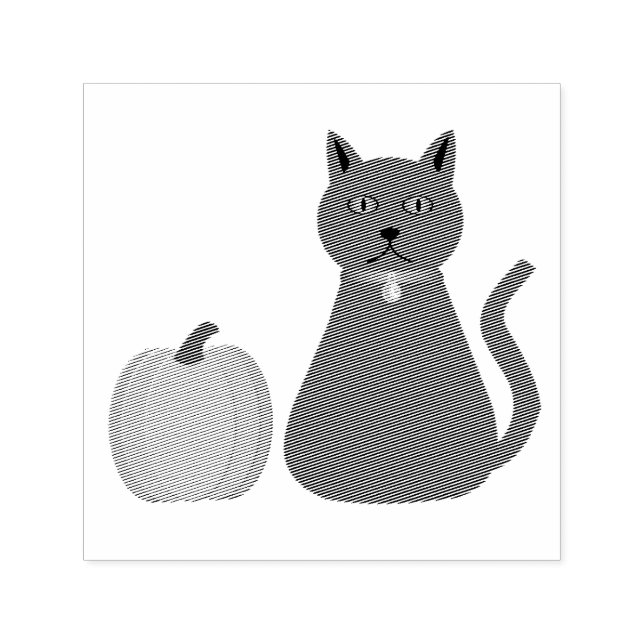 Carimbo Auto Entintado Gato e Abóbora do Halloween (Design)