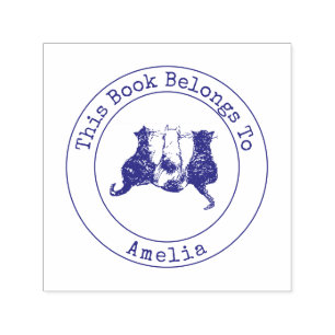 Carimbo Auto Entintado Gatos Bonitos Este Livro Pertence Ao Autocunho