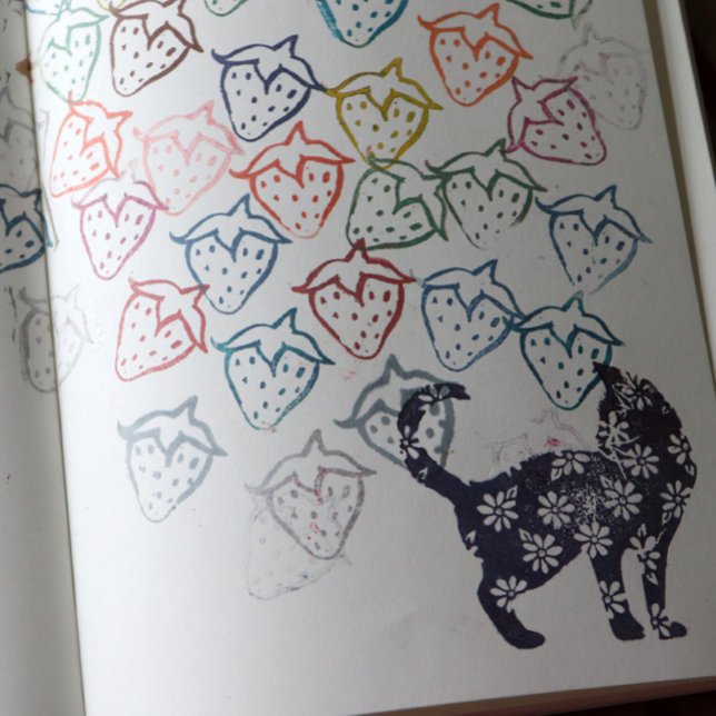 Carimbo Auto Entintado Gatos de Daisy Azul de Gato Flor (Criador carregado)