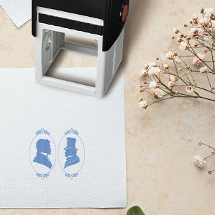 Carimbo Auto Entintado Gay Grooms Regency Rosas azuis