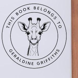 Carimbo Auto Entintado Girafa Personalizada Este Livro Pertence Ao Nome D