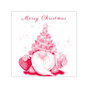 Carimbo Auto Entintado Gnomo bonitinho com chapéu de árvore de Natal e pr