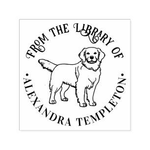 Carimbo Auto Entintado Golden Retriever Cachorro #2 Biblioteca Nome do Li