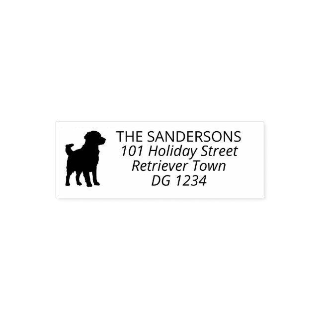 Carimbo Auto Entintado Golden Retriever Silhouette Address (Design)